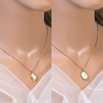 18k Gold Plated Dainty White Shell Necklace • Gold Chain Necklace • Minimalist • Gold Prosperity Necklace